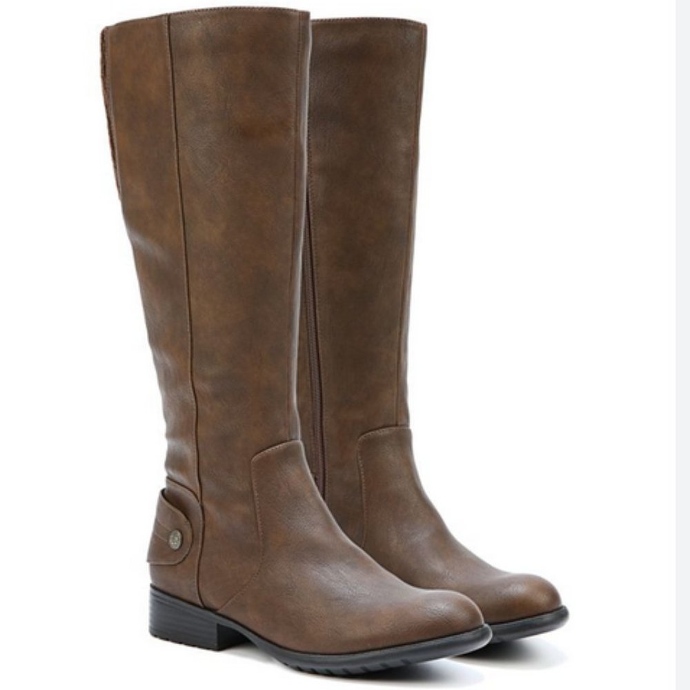 LIFESTRIDE Tan Leather Zipper Riding Boots